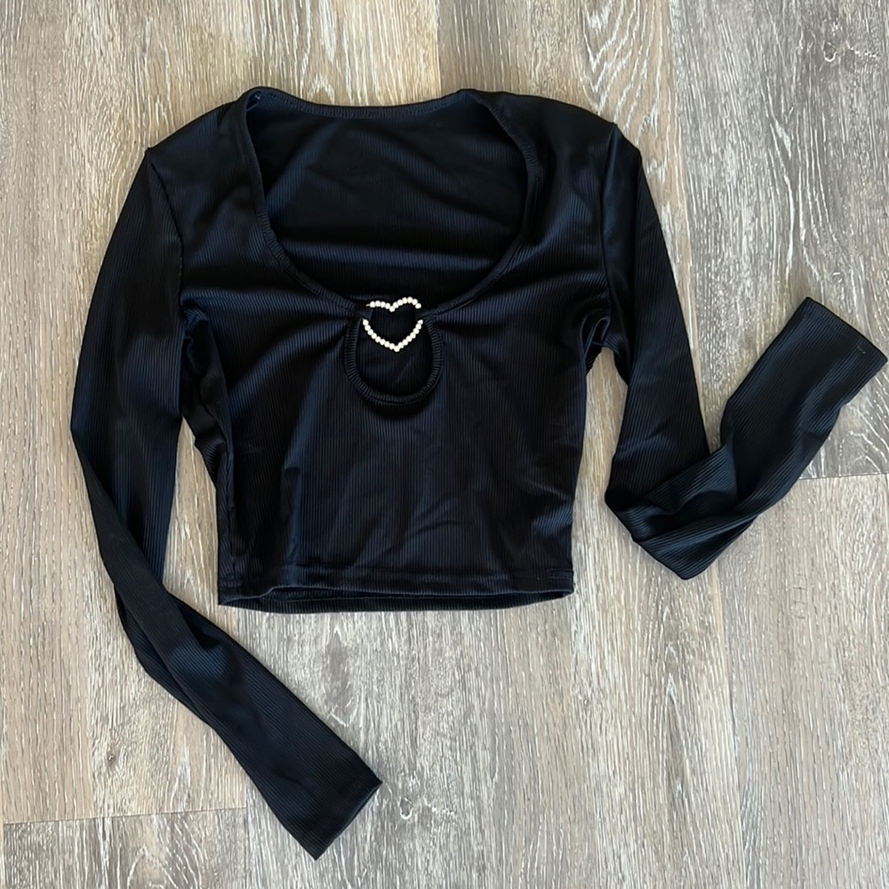 FREE WITH $10+ PURCHASE Long Sleeve Cropped Heart Shirt